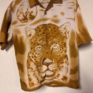 Y2K Leopard AOP Button-Up Casual Shirt Youth Large